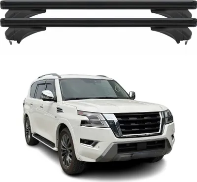 Productafbeelding van Menabo dakdrager basissteun voor Nissan Armada Y62, modeljaren 2017-2024, aluminium, zwart, 2-delig