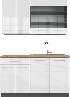 Immagine prodotto di Cucina completa Vicco Fame-Line Bianco lucido/antracite 140 cm , PL Rovere, Model 42177