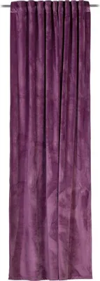 A single purple velvet curtain hangs vertically against a white background.