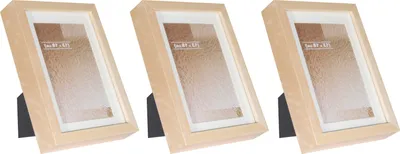 Produktbild von BD ART 3er Set 13x18 cm Holz Bilderrahmen mit Passepartout 10x15 cm, Natürliche Birke