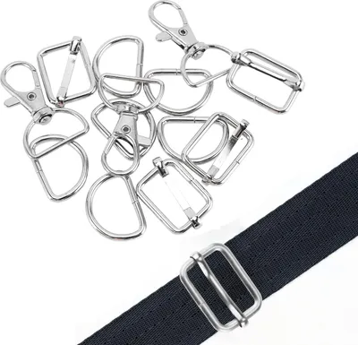 Produktbild von 50Pcs Zinklegierung Verschluss Schlüsselkette Kit Schlüsselring Set Swivel Karabinerhaken mit D-Ring Schiebeschnalle für Geldbörse Silber