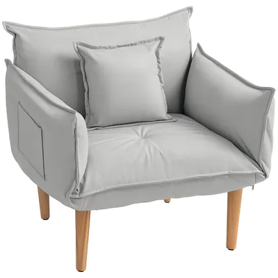 Immagine prodotto di Poltrona relax - Poltrona - Pouf - Poltrona da terra - Regolabile - Cuscino morbido - Grigio chiaro