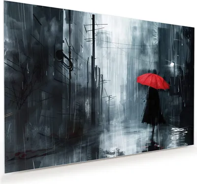 Produktbild von Glasbild 120x80cm in XXL für Wohnzimmer, Schlafzimmer Motiv Regenschirm im Regen