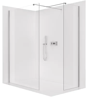 Zdjęcie produktu dla Ścianka prysznicowa Walk-in Onyx T, lewa/prawa - 10 mm - słup prostokątny - chrom, szkło transparentne - 120x110x200 cm