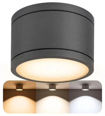 Produktbild von SSC-LUXon CELI-WX LED Aufbauspot anthrazit IP44 flach rund - LumiFLEX 3-in-1 Lichtfarbe warmweiß neutralweiß tageslichtweiß - GX53 3W 230V Außen & Bad