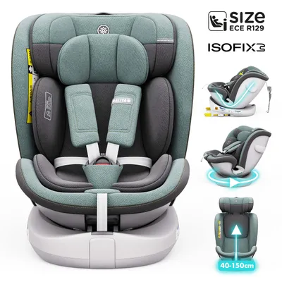 Produktbild von Daliya® ROTAZIONE I-Size | Kindersitz 0-36 kg | 360° drehbar – Grün | Autositz von 40 bis 150 cm, ISOFIX, Melange-Stoff, Kindersitz ab 0 bis 12 Jahre, Komfort für Neugeborene und Kleinkinder | Autokindersitz