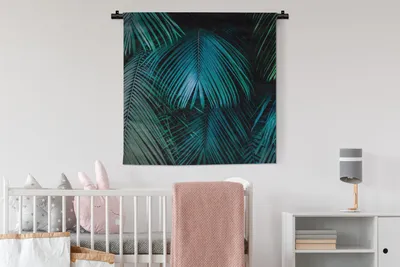 Produktbild von MuchoWow® Wandteppich Wandbehang Palmen - Dschungel - Blätter 90x90 cm Tapisserie Dekoration Wandtuch - Wandaufhänger