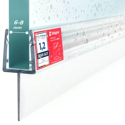Produktbild von STEIGNER Duschtürdichtung 30 cm UK10 (1 Stk.) - Dichtung gerade für Eckeinstieg Dusche oder Fünfeckdusche mit Duschtür 6-8 mm - Farbe: Transparent - Perfekte Passform, Ästhetisches Finish, Wasserdicht