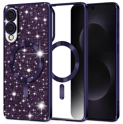 Zdjęcie produktu dla Techsuit Glitter etui MagSafe do Samsung Galaxy S25 Edge - ciemnofioletowe