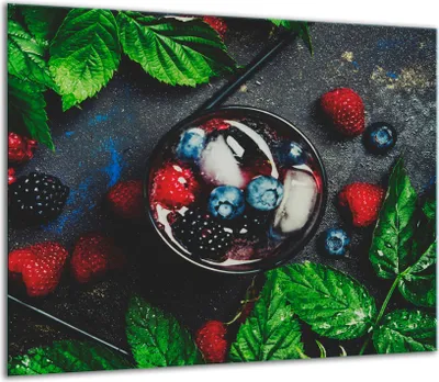 Produktbild von Herdabdeckplatten Glaskeramikkochfeld-Abdeckung Spritzschutz Glas 60x52cm Obst