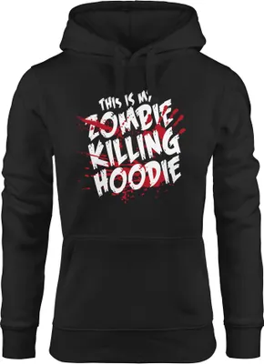 Produktbild von Kapuzen-Pullover Damen This is my Zombie killing Hoodie Halloween Horror Fun-Shirt Halloween Moonworks® schwarz M