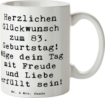 Produktbild von Mr. & Mrs. Panda Teetasse Spruch 83. Geburtstag - Weiß - Geschenk, unvergesslicher Tag, Kaffeetasse, Tasse, Alter, Happy Birthday, besonderer, Geburtstagsgeschenk, Anlass