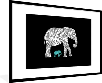 Produktbild von MuchoWow® MuchoWow® Gerahmtes Poster Elefant - Blumen - Pflanzen 90x60 cm - Poster mit zchwarzem Bilderrahmen - Wanddekoration - Fotos