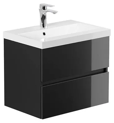 Produktbild von HOME DELUXE - Badmöbel - Set - WANGEROOGE Deluxe – Größe: S, Farbe: Schwarz, Breite Waschbecken: ca. 60 cm I Badezimmermöbel Waschtisch Waschbecken