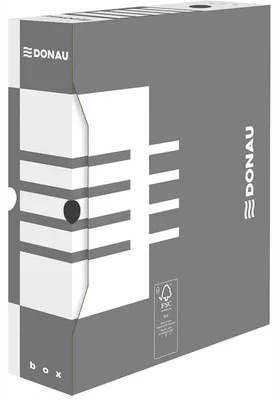 Obrázok produktu pre Archívna krabica Donau, formát A4, 80 mm, sivá, s vekom