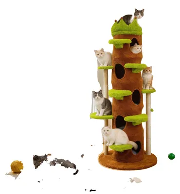 Produktbild von Katzenbaum, fünf Ebenen, robuste Holzbauweise, Grün