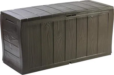 Produktbild von Wetterfeste Kissenbox 270 Liter in Holzoptik, Braun, Polypropylen