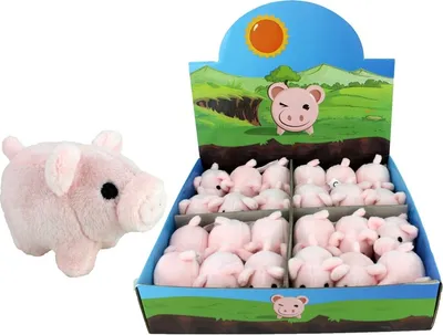 Produktbild von 1 x Schweinchen stehend ca 7 cm, Plüschschwein, Glücksschwein
