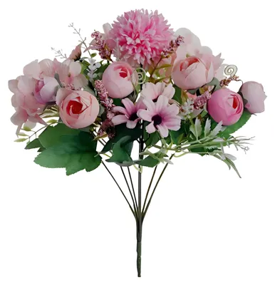 Produktbild von Künstlicher Blumenstrauß, realistische Seidenblumen, langlebige künstliche Hortensien und Rosen für Vase, Blumenarrangements, Heimdekoration, Hochzeit