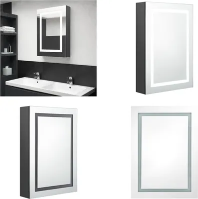 Produktbild von vidaXL LED Spiegelschrank fürs Bad Grau 50x13x70 cm - Badezimmerschrank - Badezimmerschränke - Spiegelschrank - Spiegelschränke