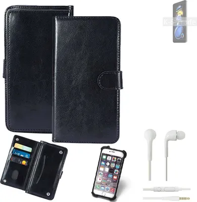 Produktbild von K-S-Trade 360° Hülle kompatibel mit Xiaomi Redmi Note 11T Pro inkl. Headphones schwarz Kunstleder Case BookCase WalletCase Kunstlederederhülle