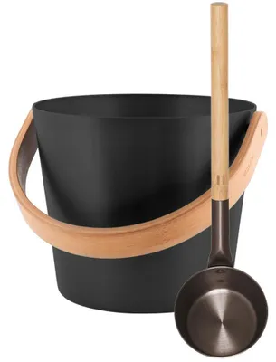 Produktbild von SET> Rento Saunakübel + Saunakelle aluminium SCHWARZ