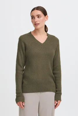 Image de Pull OXMO OXFSINVIPolyuréthane1 pour femme, pull en maille grossière, coupe ample