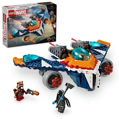 Zdjęcie produktu dla LEGO Marvel Warbird Rocketa vs. Ronan, Statek Kosmiczny Superbohatera z Filmu Strażnicy Galaktyki, Dwie Minifigurki i Pojazd do Zbudowania dla Dzieci, Chłopców i Dziewczynek, Prezent dla 8-latka 76278