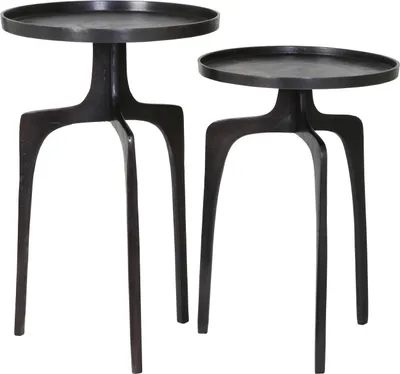 Image de Light & Living ensemble de tables d'appoint Pano en bronze foncé - Ø38x54 + Ø41x63 cm