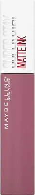 A product shot of a Maybelline Superstay Matte Ink lipstick in a mauve shade.