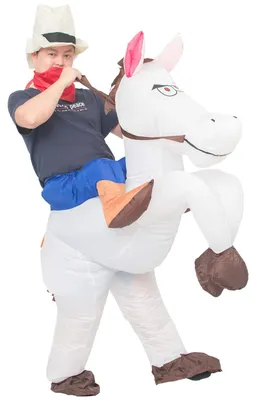 Immagine prodotto di Costume da cowboy gonfiabile, per adulti, bianco, ideale per feste