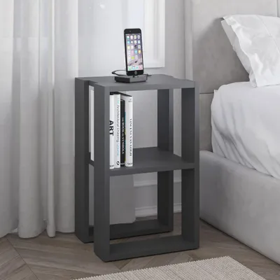 Immagine prodotto di Comodino due ripiani Lonie 34x30x55h colore antracite