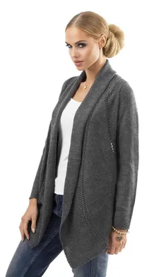 Produktbild von Damen Poncho Strick Umhang Jacke, S/M, Grafit