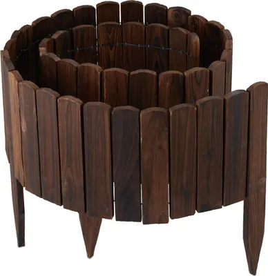 Produktbild von Relaxdays Beeteinfassung, 200 cm lang, flexibel, Sichthöhe: 20 cm, zum Stecken, Holz, Beetzaun, Rasenkante, dunkelbraun