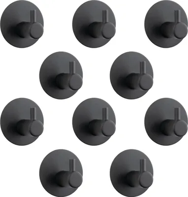 Immagine prodotto di 10 ganci da parete per bagno autoadesivi in metallo nero