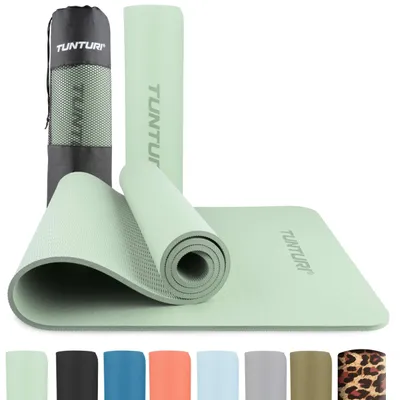 Produktbild von Tunturi Dicke Yogamatte 8mm - Rutschfest Gymnastikmatte  - Mit Tragegurt - Für Yoga und Pilates -  Sportmatte 183x61x0,8cm -Schadstofffrij - Besonders komfortabel - Mint