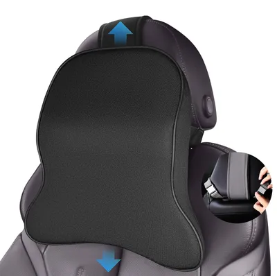 Image de Coussin de soutien cervical en mousse à mémoire de forme, réglable, pour voiture - Noir