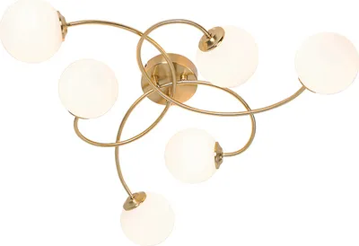 Zdjęcie produktu dla QAZQA – nowoczesna lampa sufitowa I lampa sufitowa I lampa I oprawa oświetleniowa złota I mosiężna z opalizującym szkłem 6 świateł – Ateny I salon I sypialnia – stal okrągła – przystosowana do żarówek LED G9