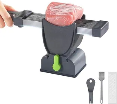 Produktbild von Vleessnijder für den Haushalt - Handbetriebene Roestfeste Schneidmaschine für Roh Fleisch, verstellbare Dicke 2 oder 4 mm