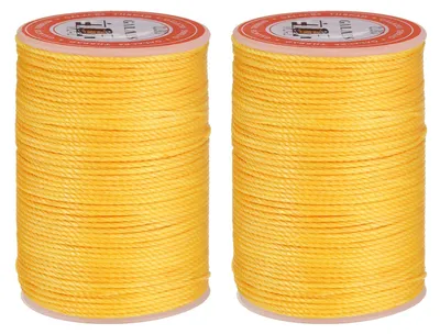 Nähwachskordel 0,80 mm, 2x 55 m, Polyester, gelb, für Lederhandwerk