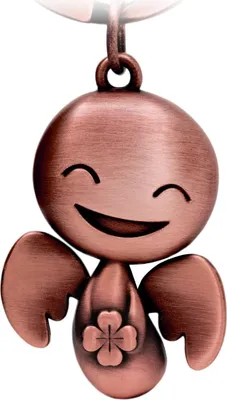 Produktbild von FABACH Schutzengel Schlüsselanhänger Happy mit Kleeblatt - Glücksengel aus Metall - Viel Erfolg Glücksbringer Auto Engel Anhänger - Geschenk Viel Glück