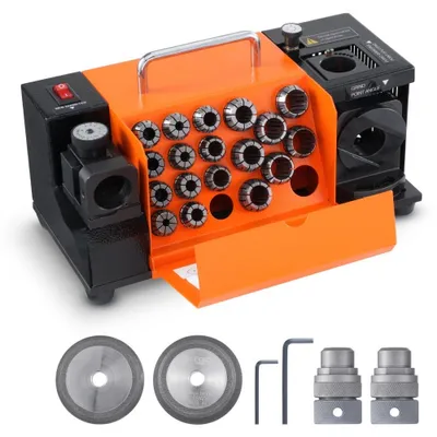 Obrázek produktu pro Ostřička vrtáků 120 W - Ostřicí stanice 4500 ot/min - Ocelová ostřička vrtáků - Nastavitelný úhel hrotu 95-135° - 18 kleštin - Vhodné pro vrtáky φ3-20 mm