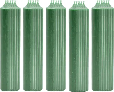 Produktbild von 25x Stabkerze Tischkerze Dunkelgrün Wachskerze Durchgefärbt Tropffrei Kerze 180 x 22mm Set