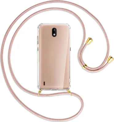 Produktbild von Handykette Backcover-Schutzhülle mit Band (Metall goldfarben) für Nokia 1.3 - roségold
