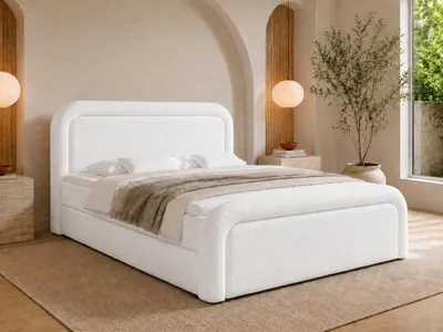 Produktbild von Emlar Boxspringbett Dream 160x200 - Komplett-Set mit Matratze und Topper - Polsterbett mit Bettkästen - Bouclé-Stoff - Boxspringbett Weiß (Quelle 01)