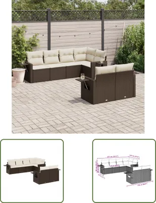 Produktbild von The Living Store 7-tlg. Garten-Sofagarnitur mit Kissen Braun Poly Rattan