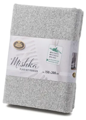 Produktbild von GÖZZE Wohndecke Mishka strapazierfähige nachhaltige Fransendecke mit Boho-Charakter Silber 150 x 200 cm