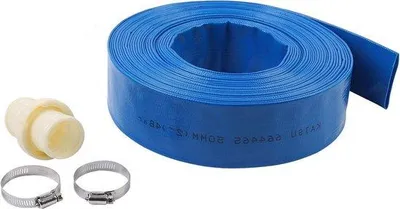 Produktbild von Famanu Ablaufschlauch mit 2 Klemmen und Schnellkupplung - geeignet für Teiche und Gartenbewässerung - blau - 20 m x 50 mm