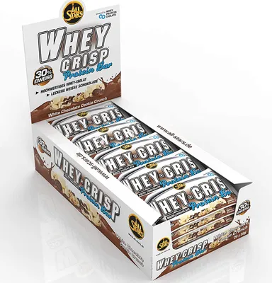 Produktbild von AllStars Whey Crisp white Chocolate Protein Bar Riegel 50g 25er Pack