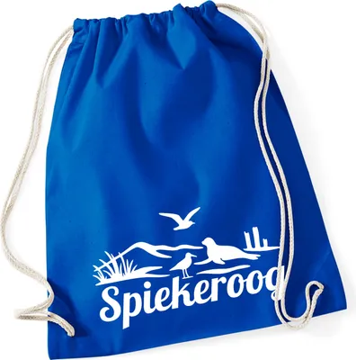 Produktbild von Huuraa Turnbeutel Spiekeroog Strandmotiv 12 Liter Bright Royal Baumwolle Rucksack Geschenkidee